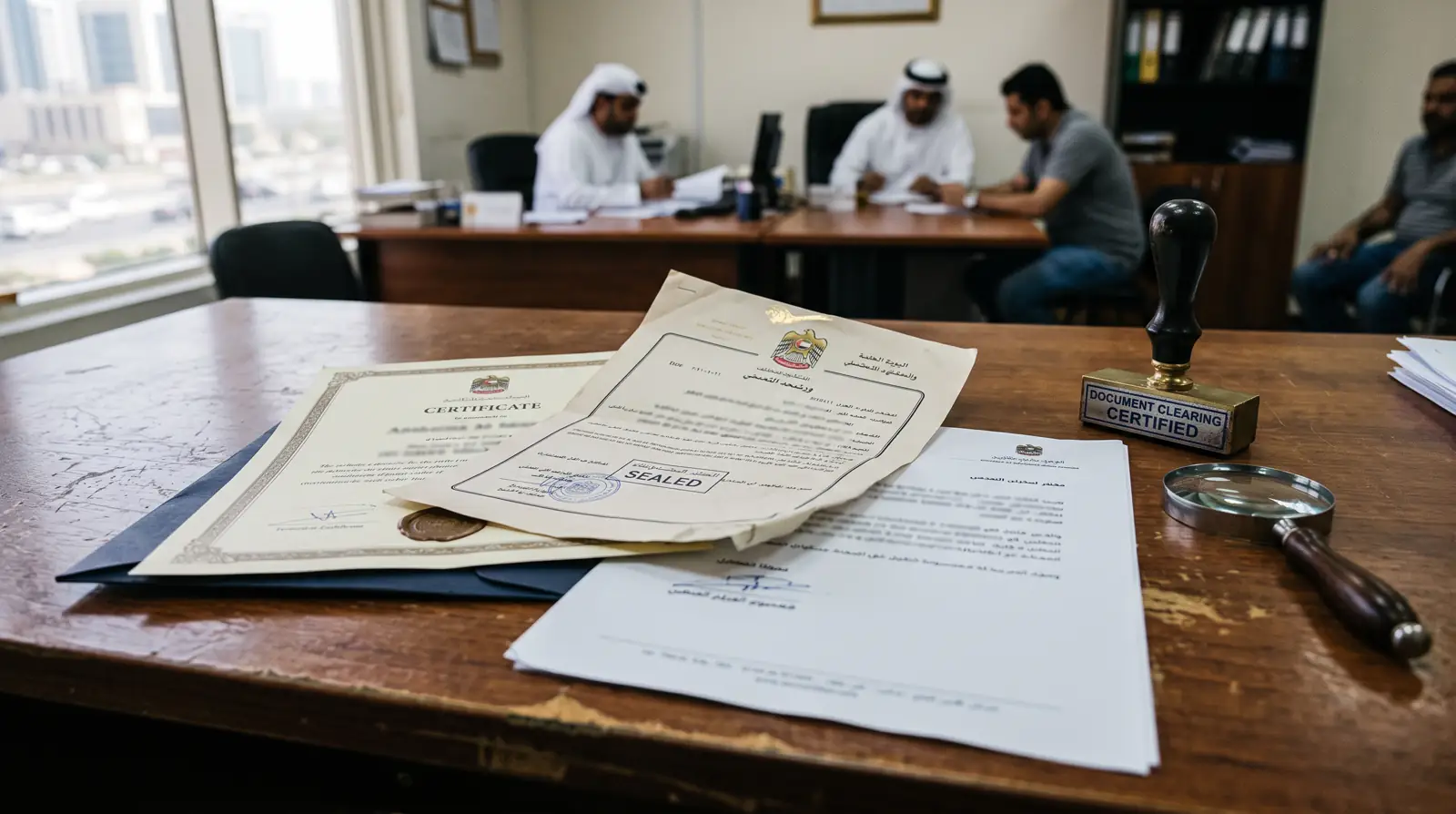 A custody ruling, an attested birth certificate and a consent letter arranged together for a UAE stepchild residence file