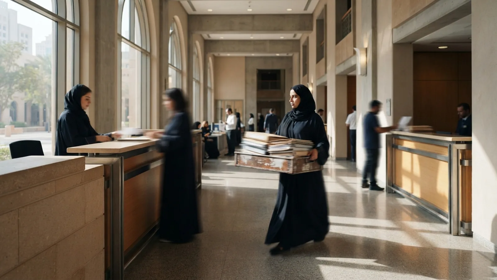 Documents moving between ministry counters in a legalisation chain
