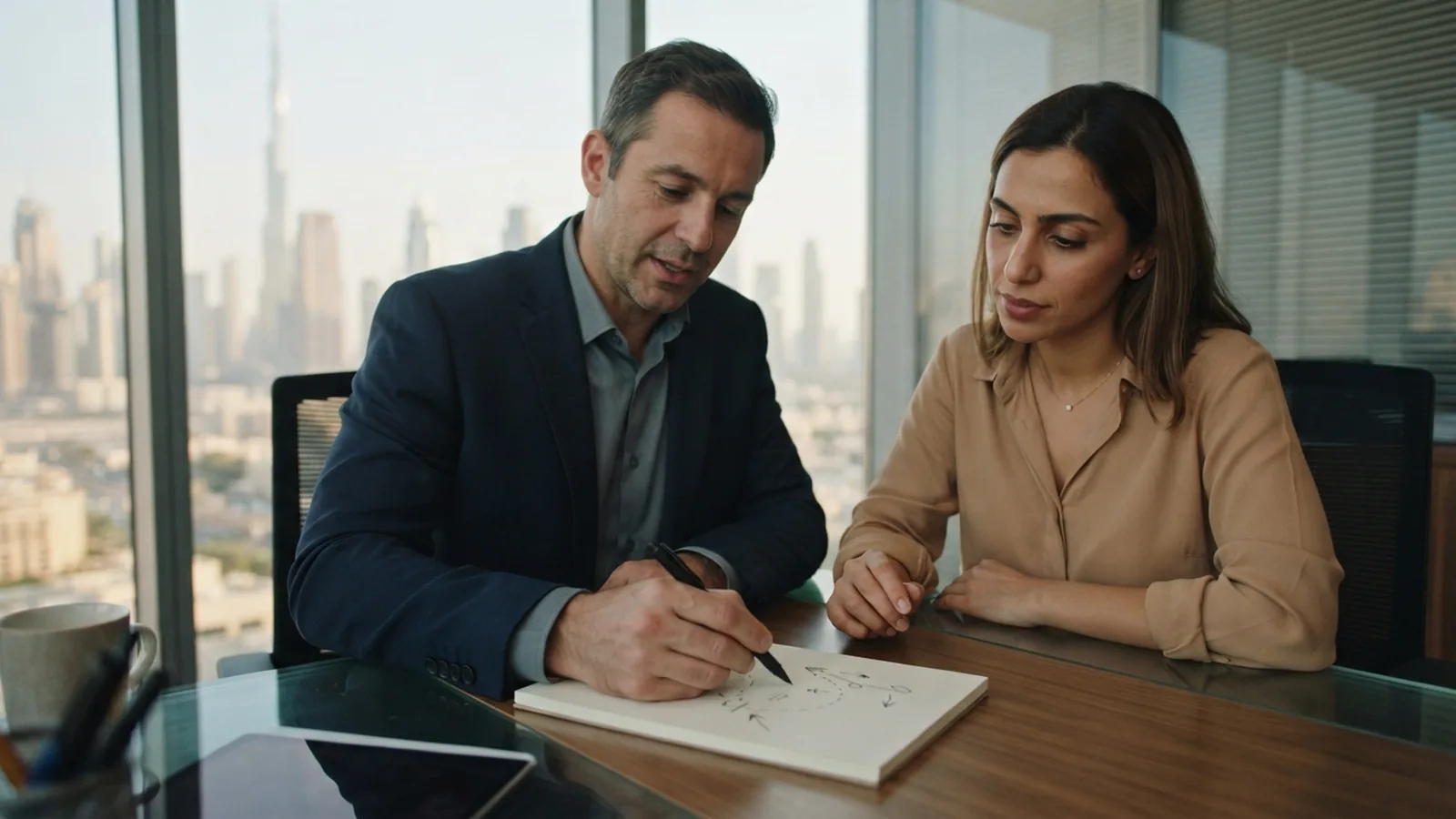 Advisor explaining a document legalisation route to a client in Dubai