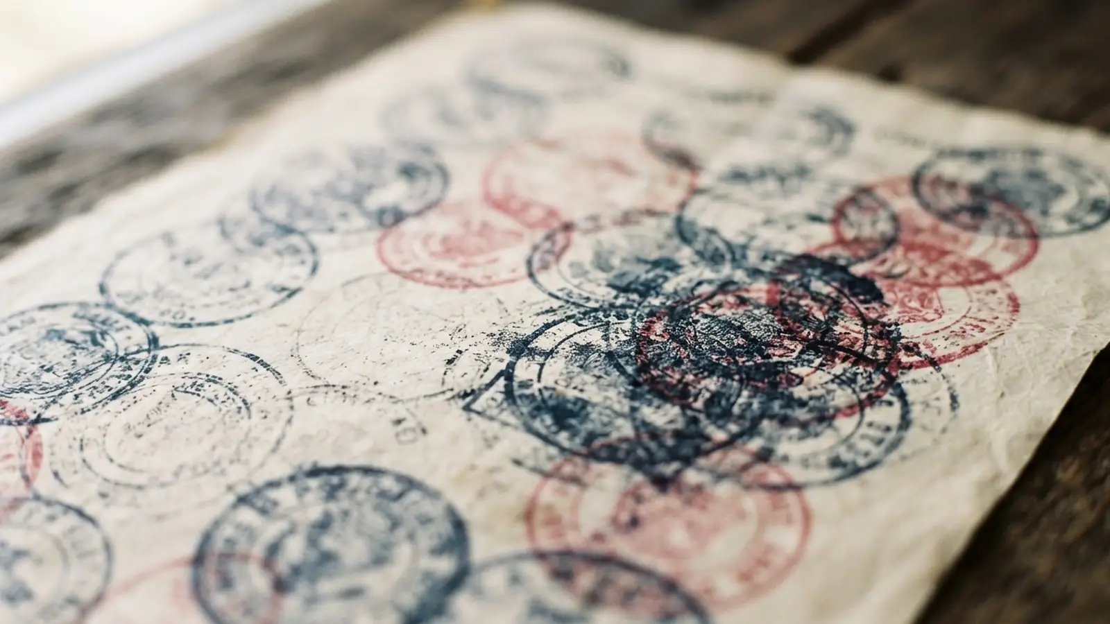 Official certificate with layered attestation stamps on a desk