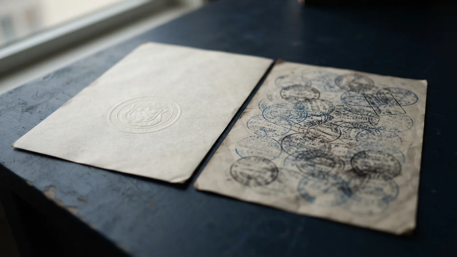 Two documents compared side by side showing different certification styles