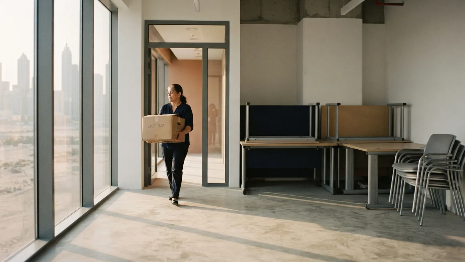 Empty free zone office being handed back after lease termination in Dubai