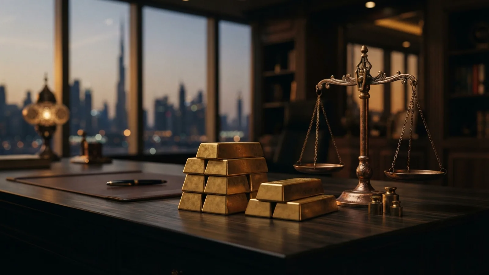 Business documents and paperwork on a dark desk under warm low light