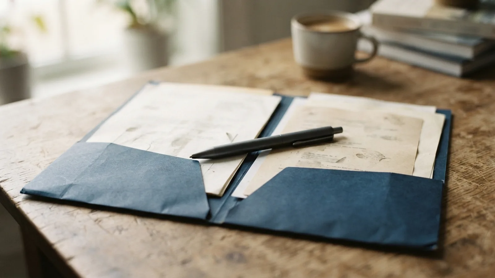 Academic records and a folder prepared for a university admission file