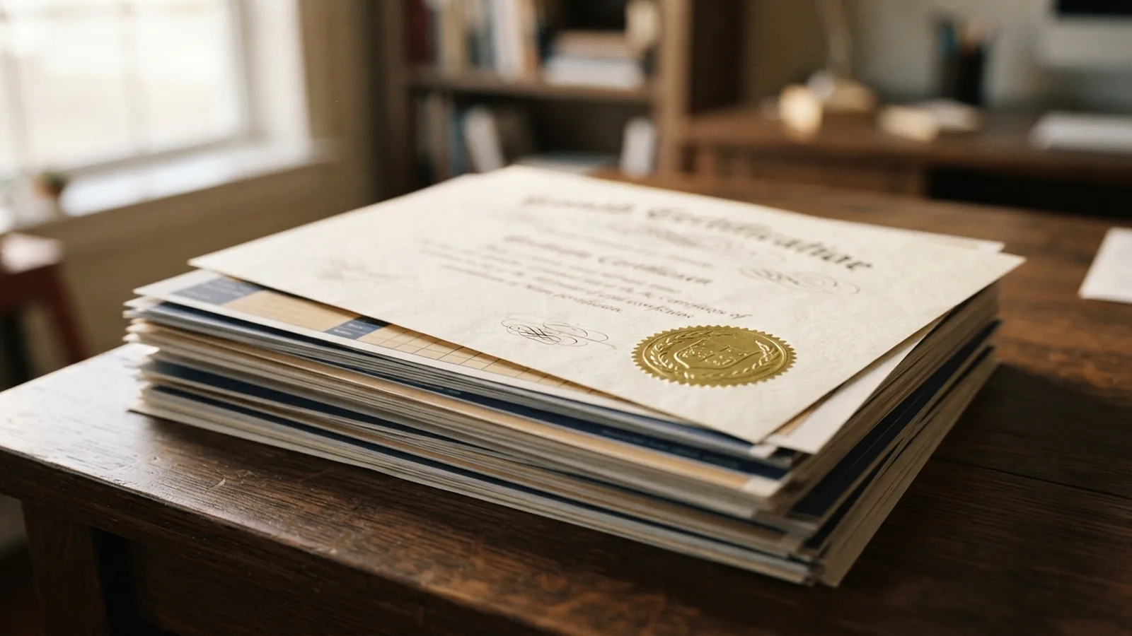 University degree certificate and mark sheets arranged on a desk