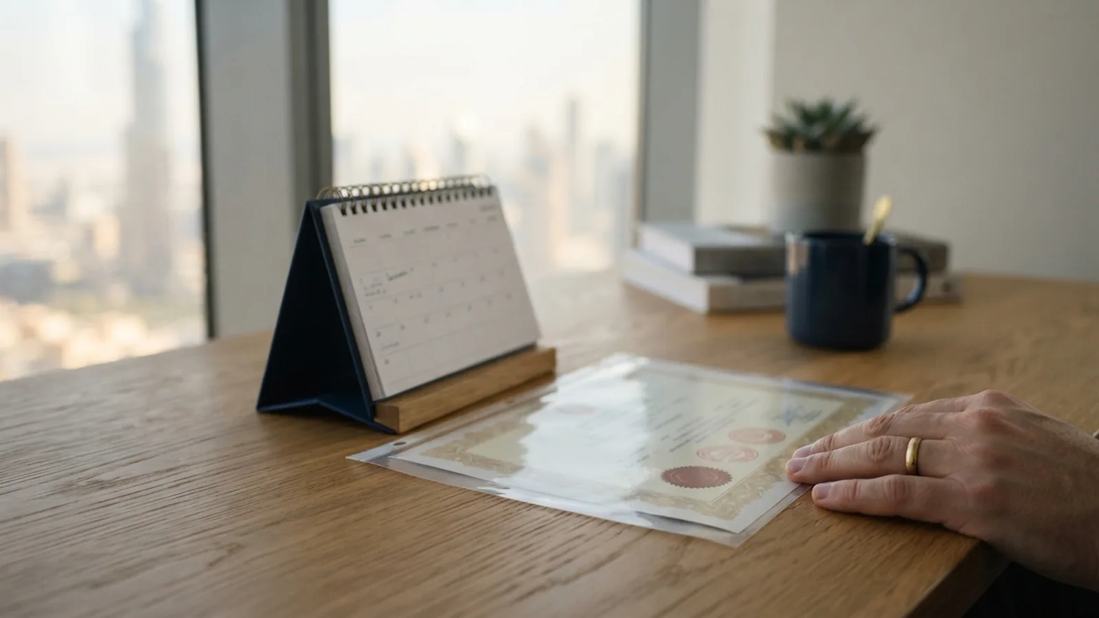 Calendar and certificate showing a three-month validity window