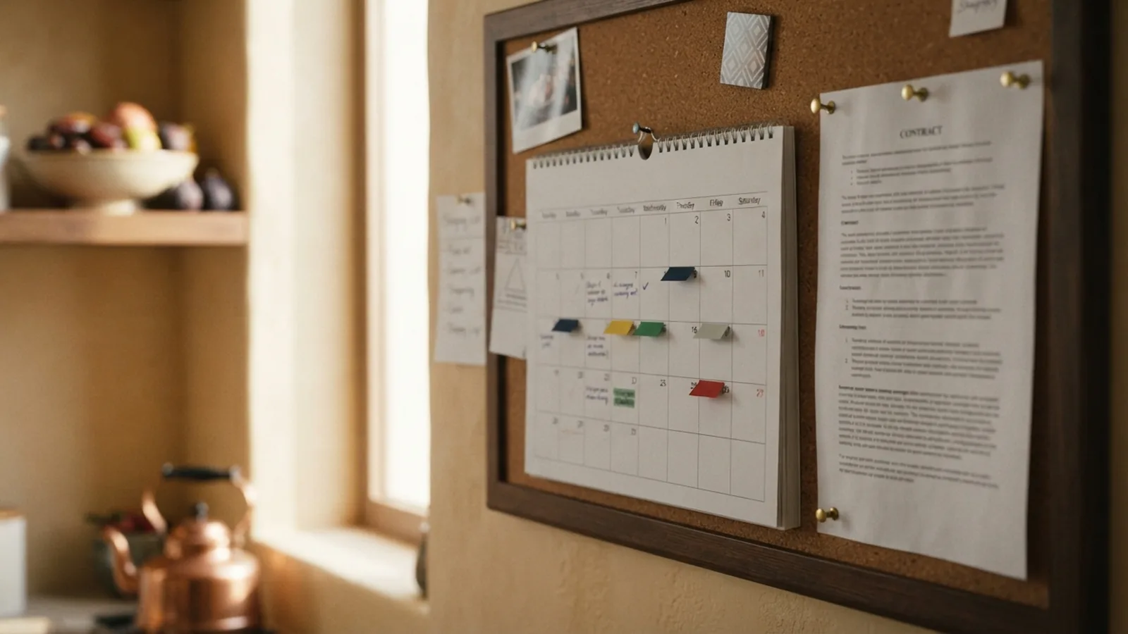 Calendar and contract showing rest days and annual leave for a domestic worker