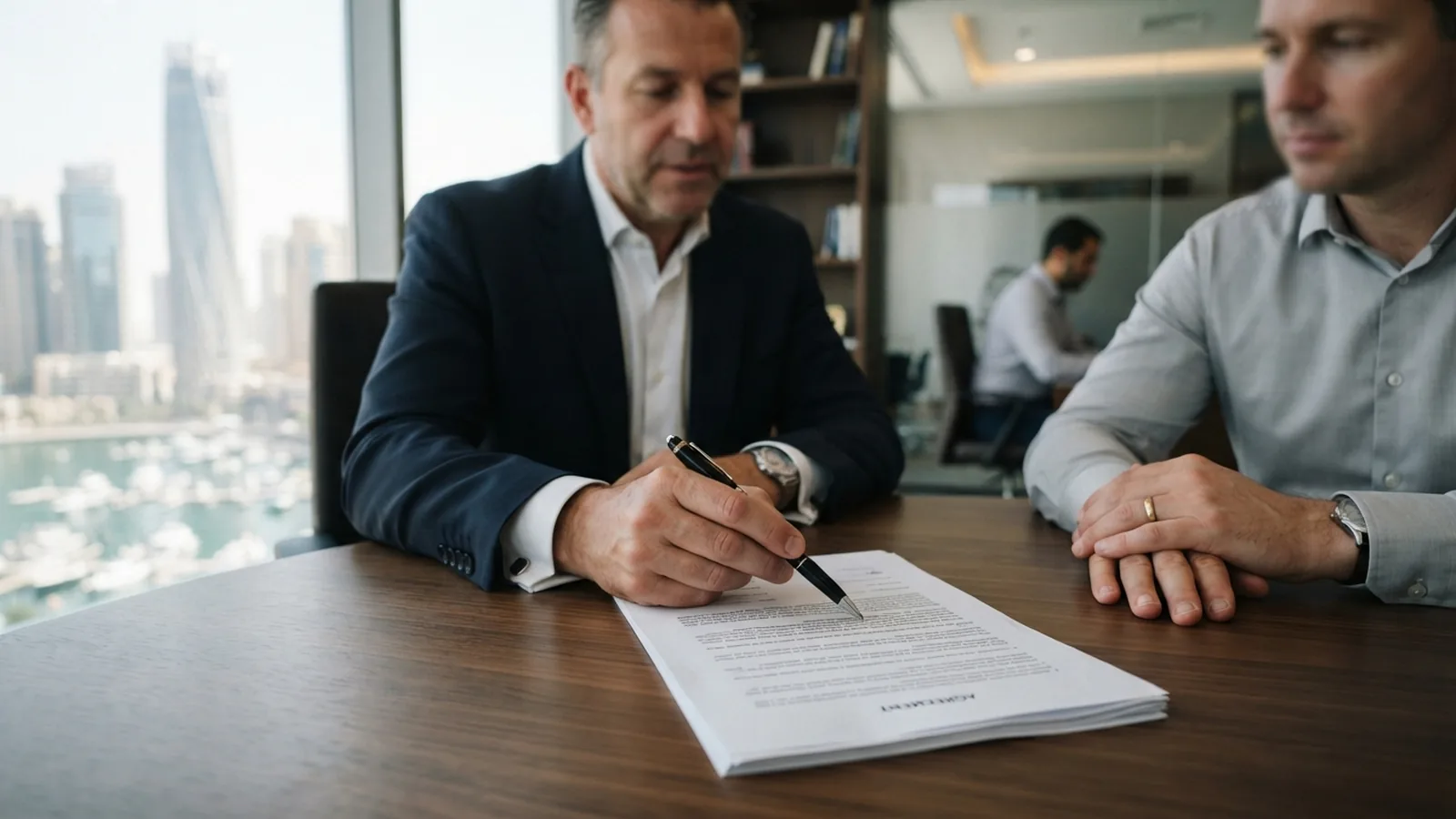 Lawyer pointing to a specific clause in a power of attorney document